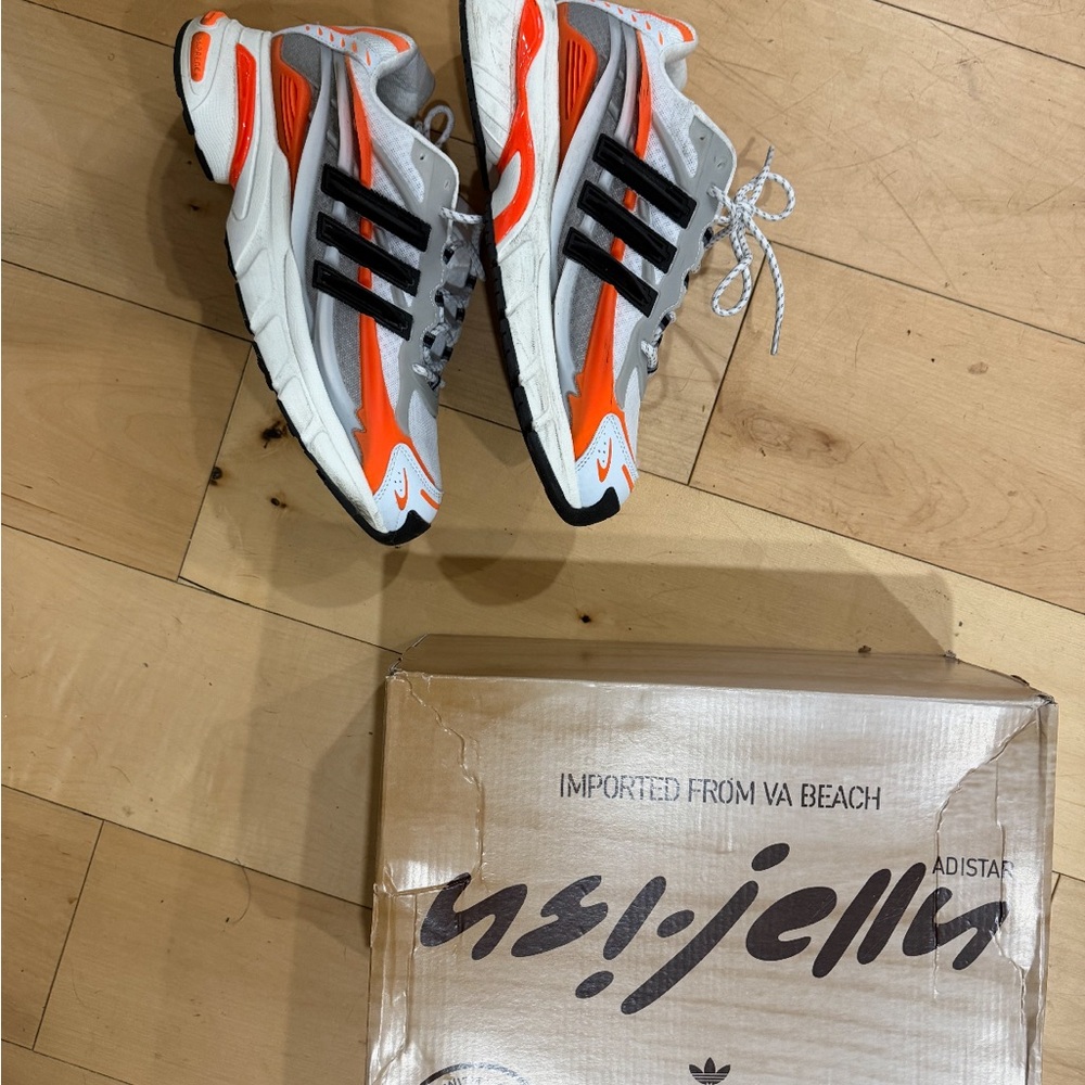 adidas Men's White and Orange Sneakers - Picture 2 of 2